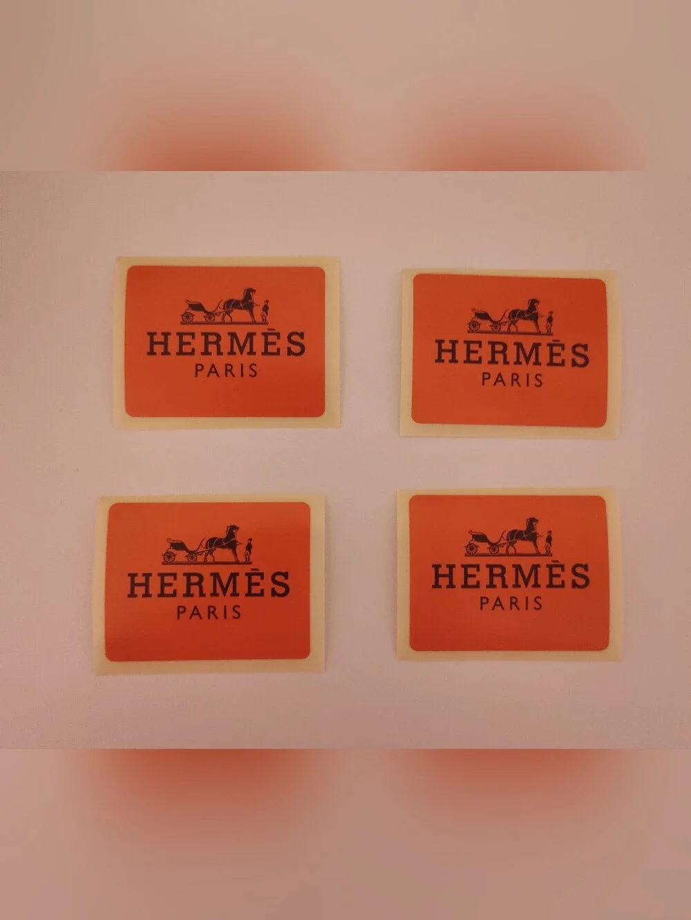 HERMÈS Paris Orange Logo Decal Sticker Set of 4 Luxury Gift Box Seals